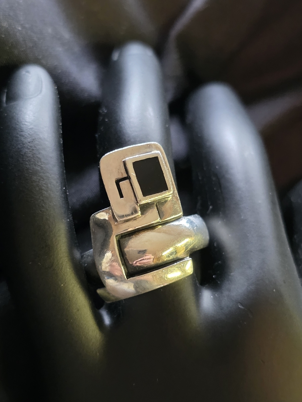 Sterling and onyx ring